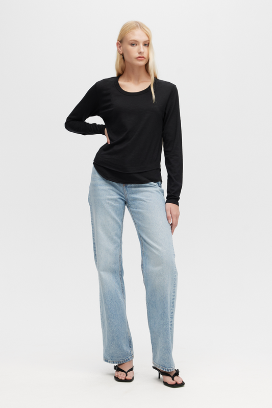 CHRLDR Ava Long Sleeve Mock Layer T-shirt