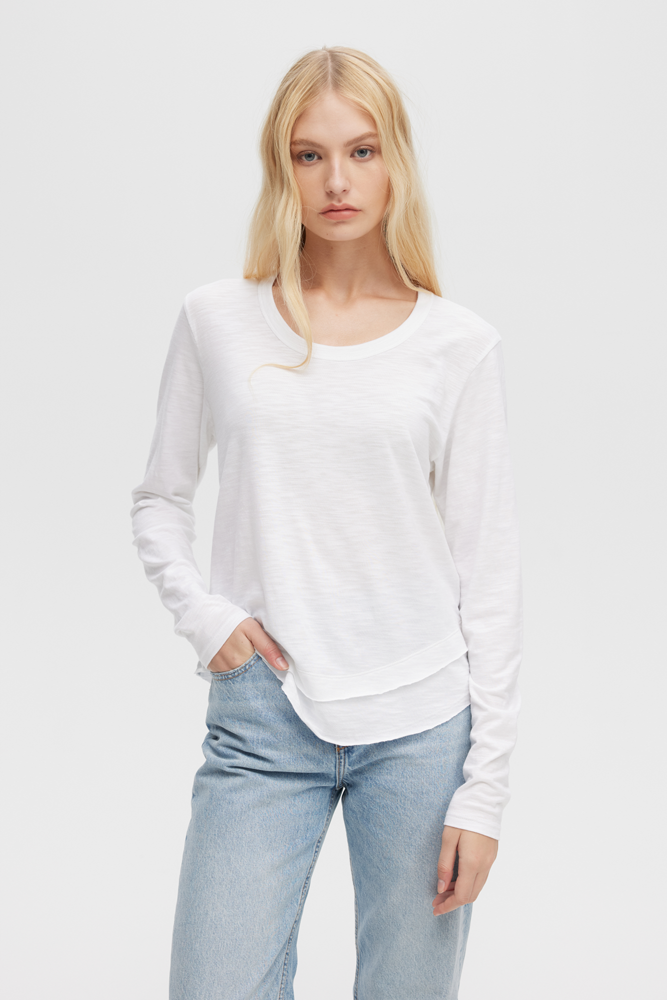 CHRLDR Ava Long Sleeve Mock Layer T-shirt