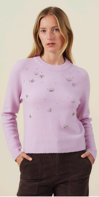New Arrival Velvet Cozy Knit Jewelled Pullover