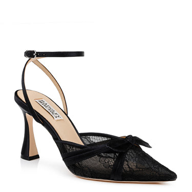 BADGLEY MISCHKA Shoe Josie Black Satin Mesh