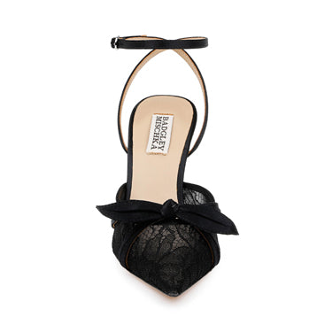 BADGLEY MISCHKA Shoe Josie Black Satin Mesh