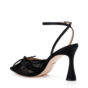 BADGLEY MISCHKA Shoe Josie Black Satin Mesh