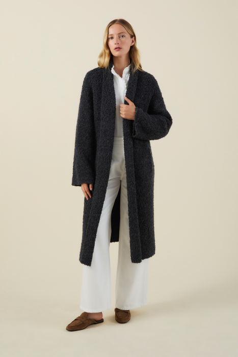 New Arrival Velvet Cozy Boucle Long Sweater Coat