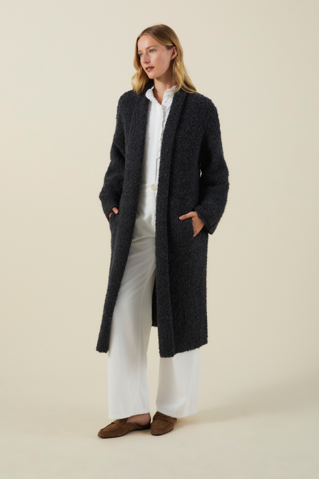 New Arrival Velvet Cozy Boucle Long Sweater Coat