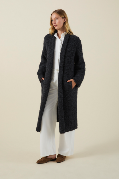 New Arrival Velvet Cozy Boucle Long Sweater Coat