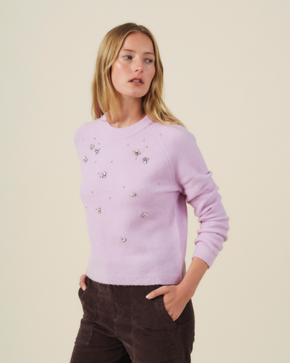 New Arrival Velvet Cozy Knit Jewelled Pullover
