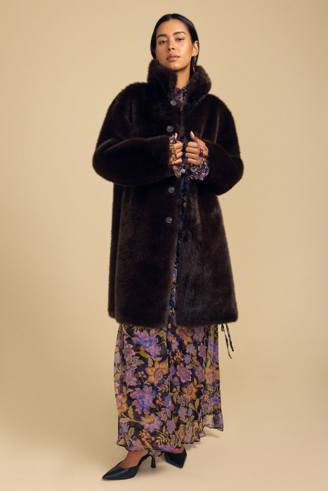 New Arrival Velvet Reversible Faux Fur Coat